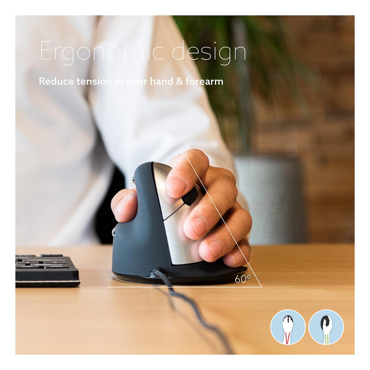 Maus me kabllo R-Go Tools R-Go HE RGOHELE, USB, 3500 DPI, 5 Butona, Vertikal, Ergonomik, për Mëngjarashë - Zezë, Argjend - 8