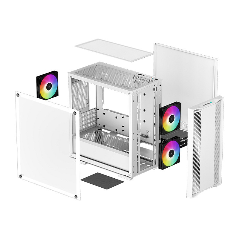 Kasë PC DeepCool CC360 WH ARGB / Mini Tower / Micro ATX / 8x 120mm + 4x 140mm Fan Support / Tempered Glass / Mesh / 360mm Radiator / ARGB - Bardhë - 12