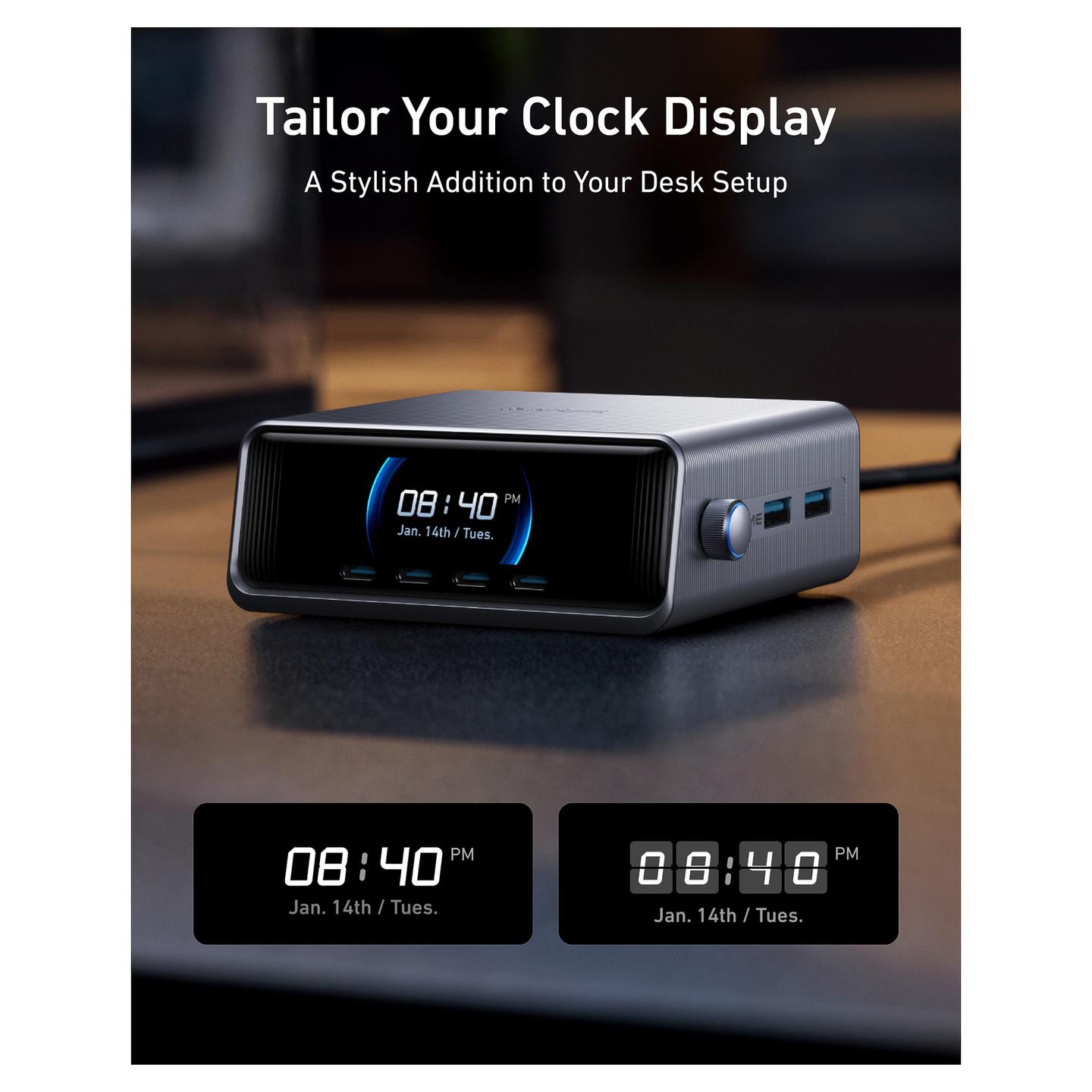 Karikues Anker Prime A2345341, 250W, 6 porta, USB-C dhe USB-A, GaNPrime, ekran LCD 2.26" - Zezë - 6