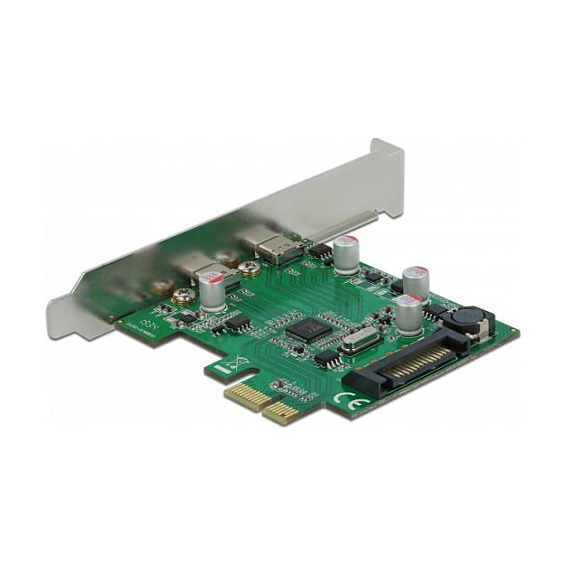 Kartë Zgjerimi PCI Express Delock 90493 / PCIe 2.0 x1 / 2x USB Type-C / USB 5Gbps / Low Profile - 2