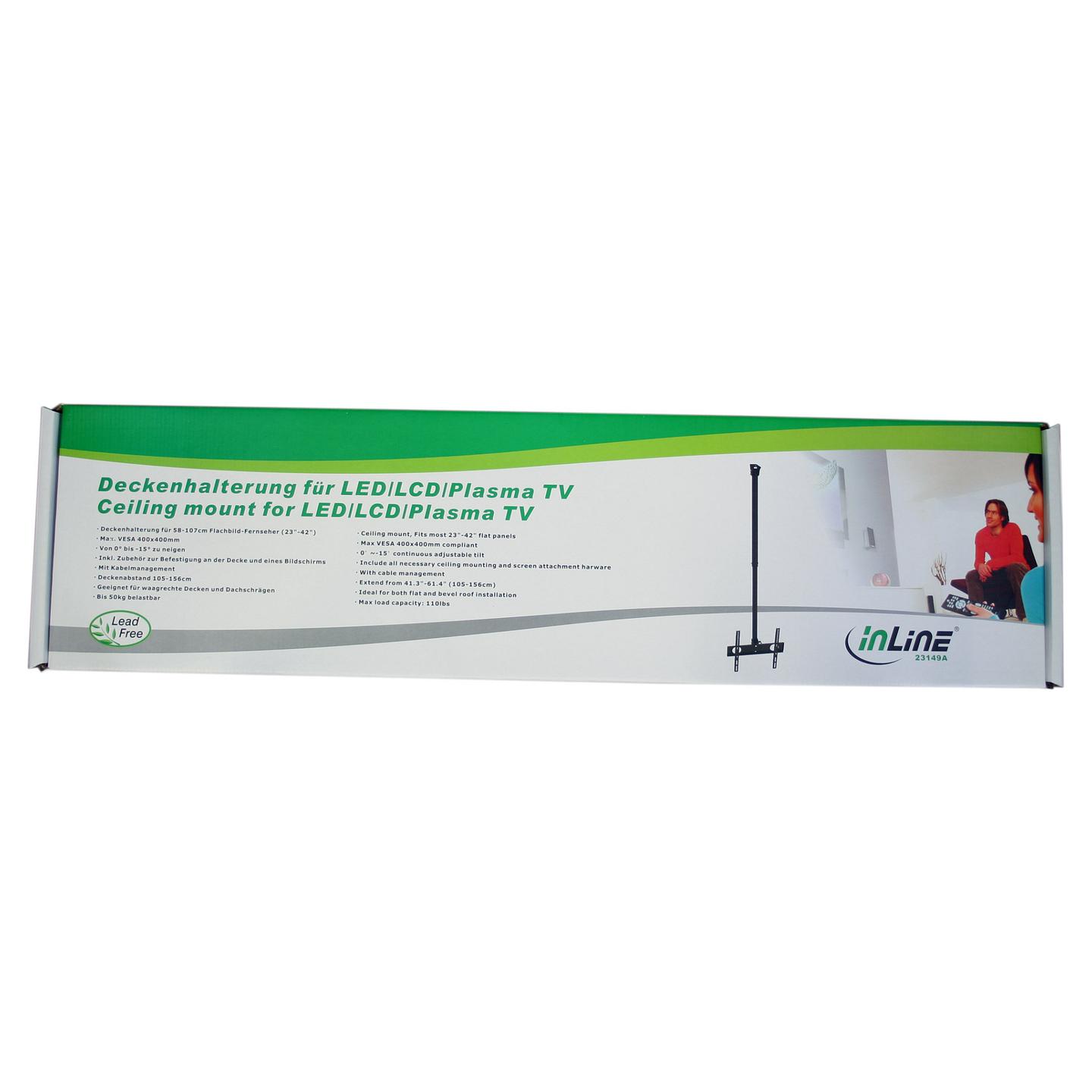 Mbajtëse për TV InLine 23149A, 32"-55", 50kg, VESA 400x400mm, për tavan - Zezë - 5