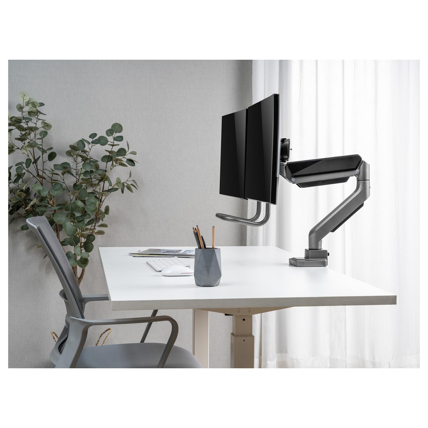 Mbajtëse për Monitor Equip 650161 / 2 Monitorë / 17"-32" / 18kg / Gas Spring / Clamp-Grommet / Tilt ±10° / Swivel ±10° - Zezë - 8