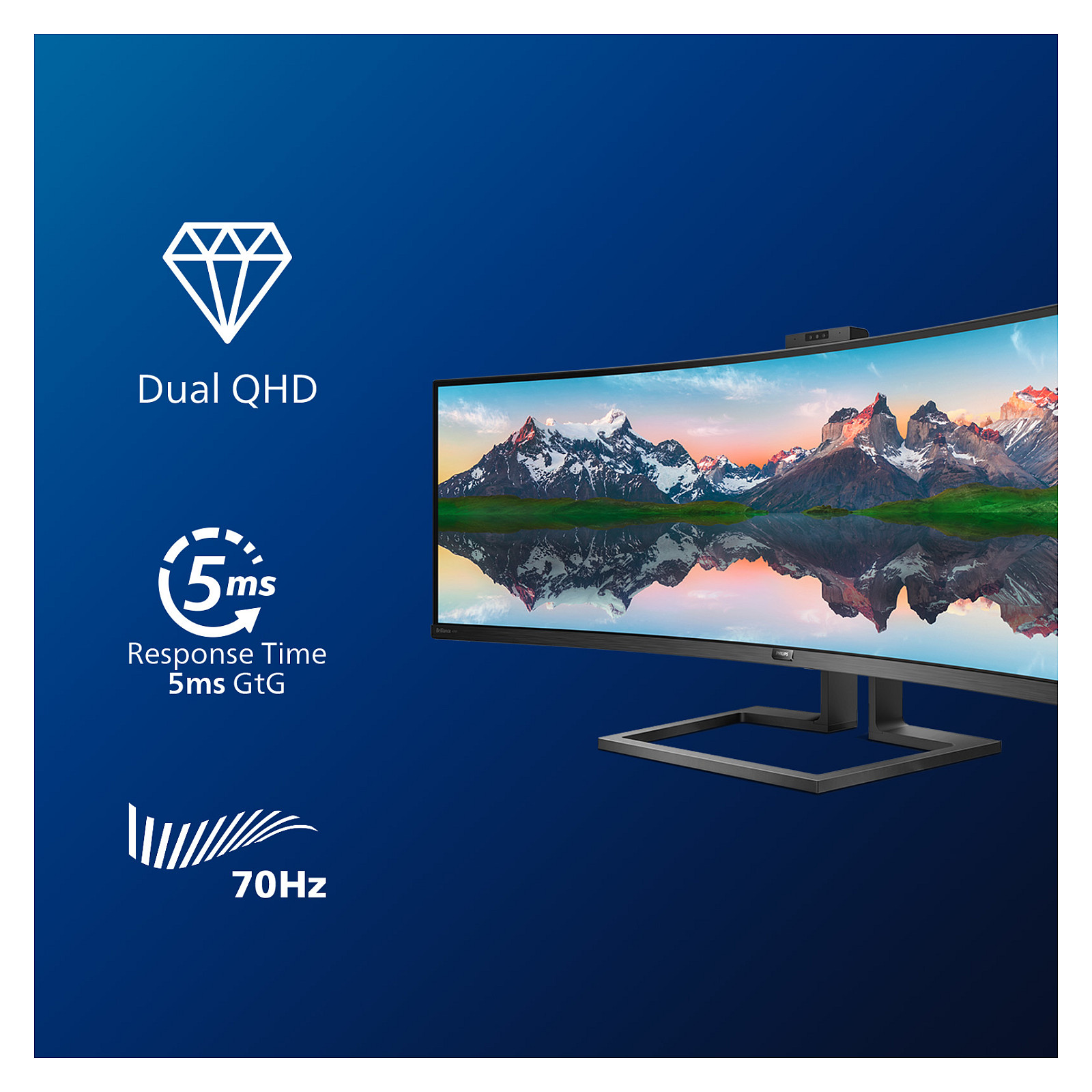 Monitor Philips 499P9H/00 / 48.8" / SuperWide Dual QHD VA Curved / 70Hz / 5ms / USB-C+HDMI+DP+USB - Zezë - 2