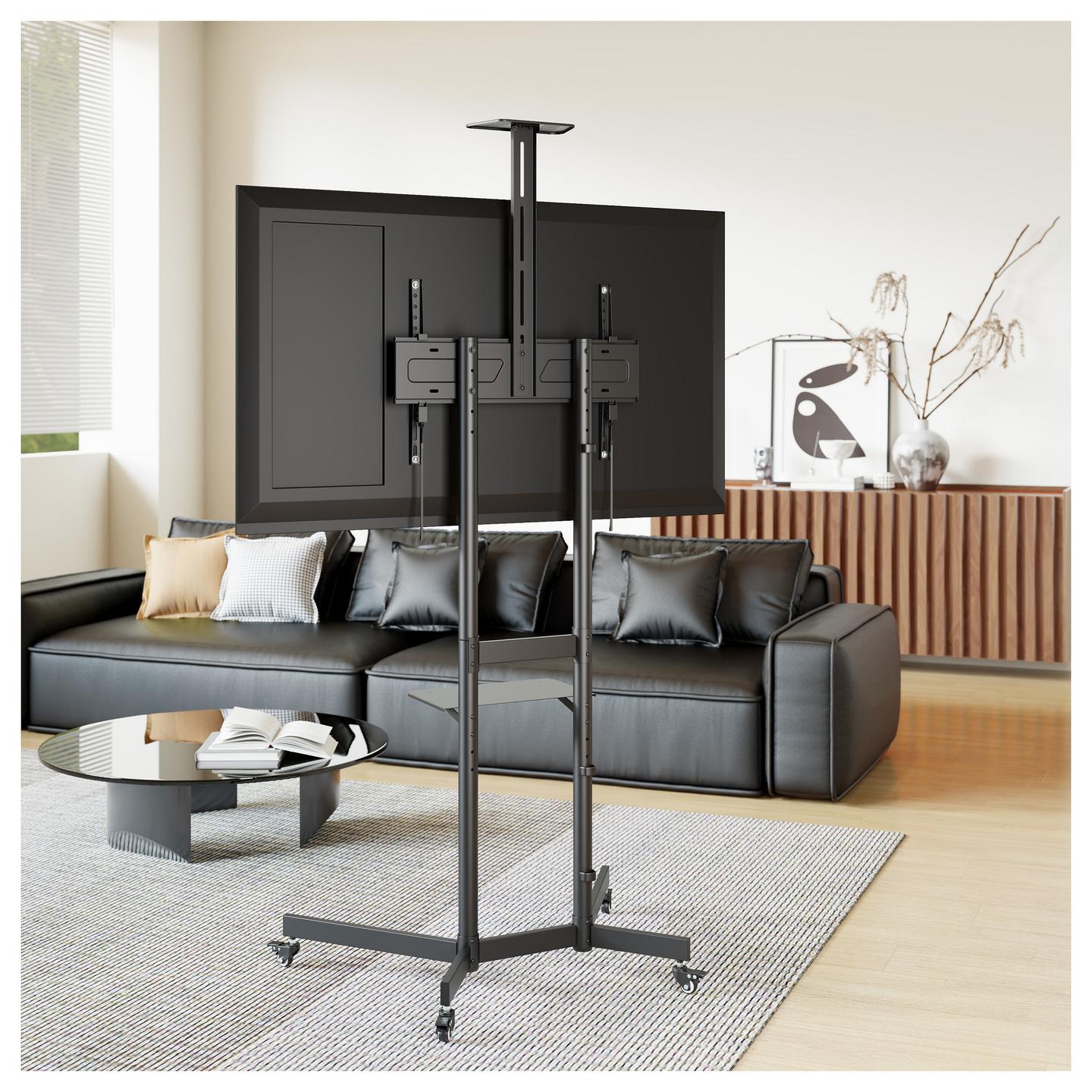 Mbajtëse për TV Equip 650636 , 37–70" , deri 70kg , me rrota , lartësi e rregullueshme , e pjerrët , VESA 100x100–600x400 - Zezë - 4