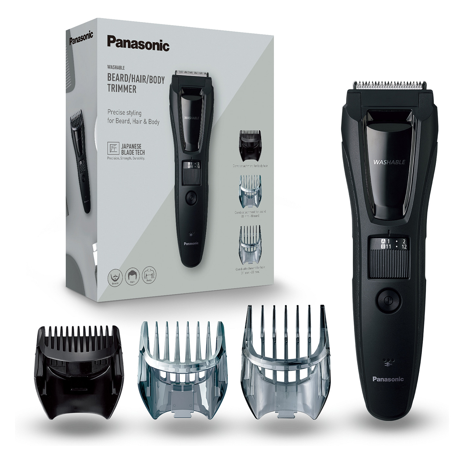 Makinë e rrojës Panasonic ER-GB61-K503 / 3-in-1 / 0.5–20mm / 39 Nivele / 45° Nano-Polished / 50min – Zezë - 7