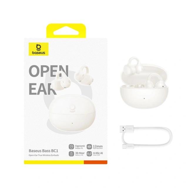 Kufje pa kabllo Baseus Bass BC1 / Open-Ear / Bluetooth 6.0 / 12 mm / AI Bass / Multipoint / 4 Mikrofona – Bardhë - 5