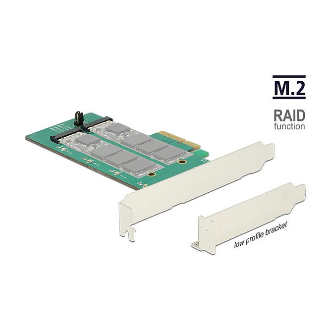 Kartë Zgjerimi PCI Express Delock 89536 / PCIe 2.0 x4 / 2x M.2 Key B SATA / RAID 0, 1, SPAN / Low Profile