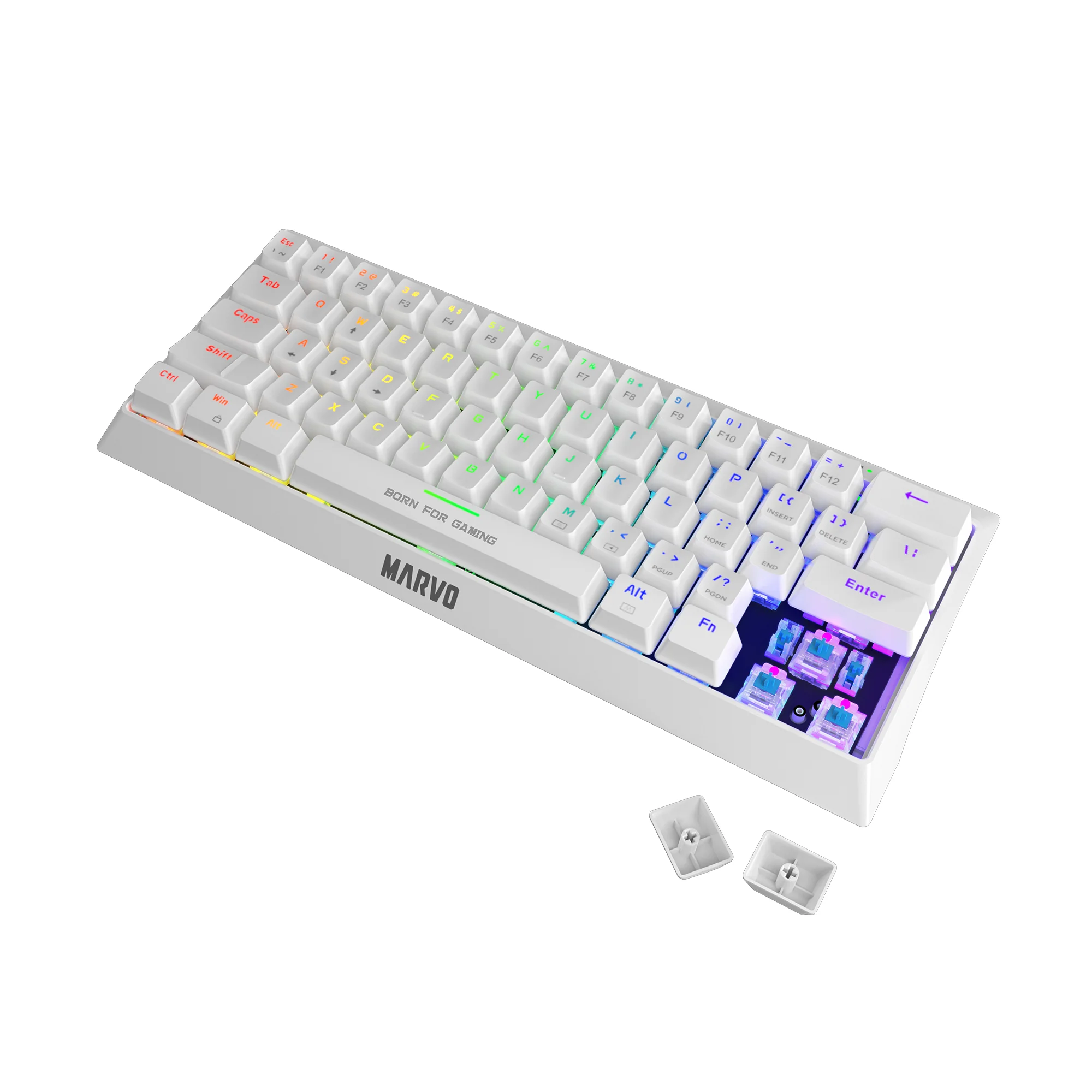 Tastierë Gaming MARVO KG962G WH / Mechanical / 61 Keys / USB-C - Bardhë - 5