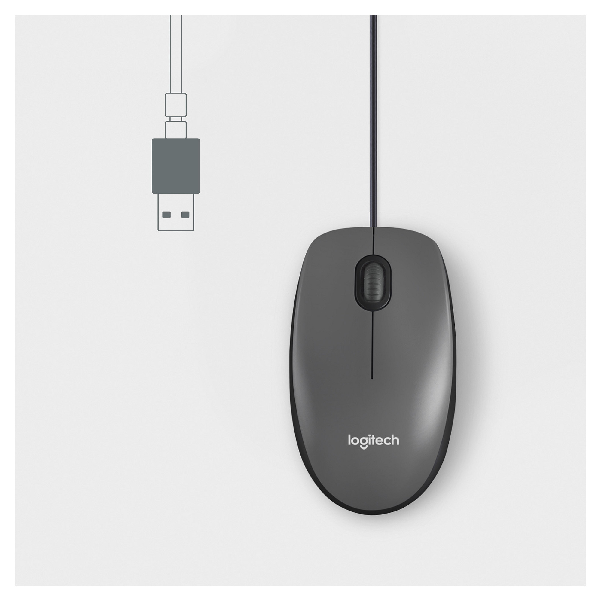 Logitech M100 – Maus me Kabllo USB, Optik, 1000 DPI, 3 Butona – Zezë - 5