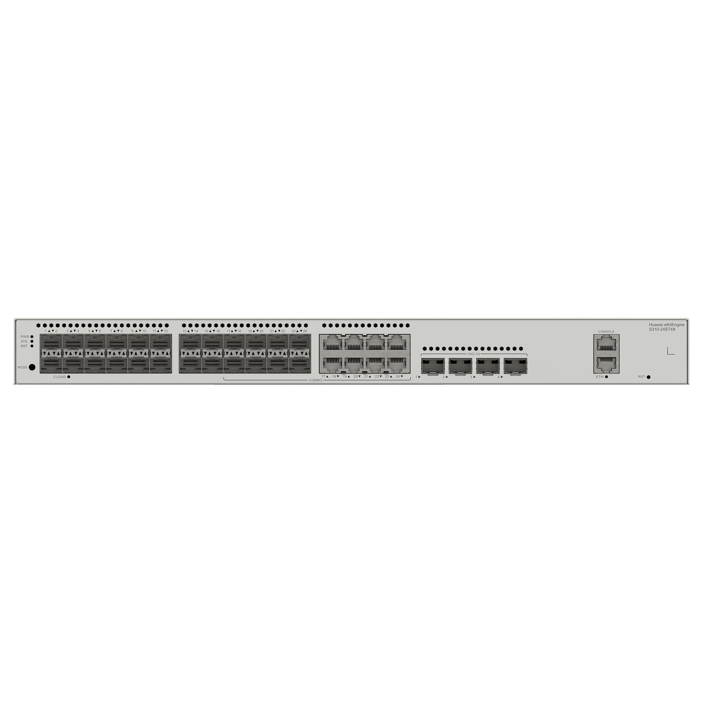 Switch Huawei eKitEngine S310-24ST4X, 16x Gigabit SFP, 8x Gigabit RJ45/SFP Combo, 4x 10G SFP+, 128Gbps, Layer 3 Managed, Rack 1U - Hiri - 2