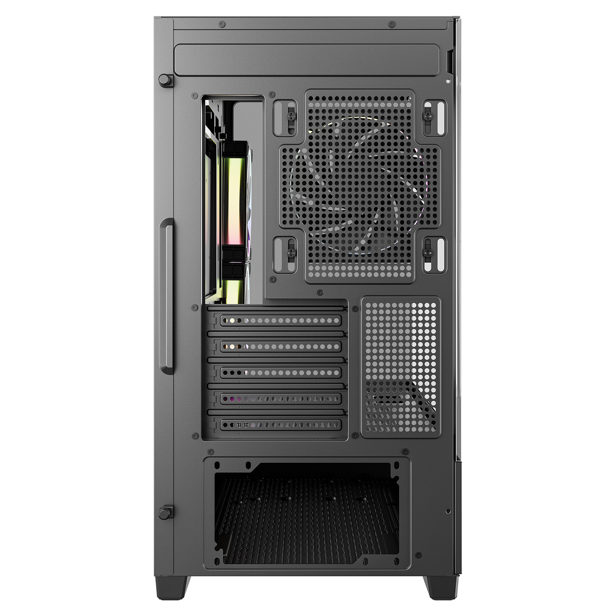 Kasë PC DeepCool CG380U 3F / Mini Tower / Micro-ATX + Mini-ITX / 2x 120mm + 1x 120mm ARGB Fan / Tempered Glass - Zezë - 7