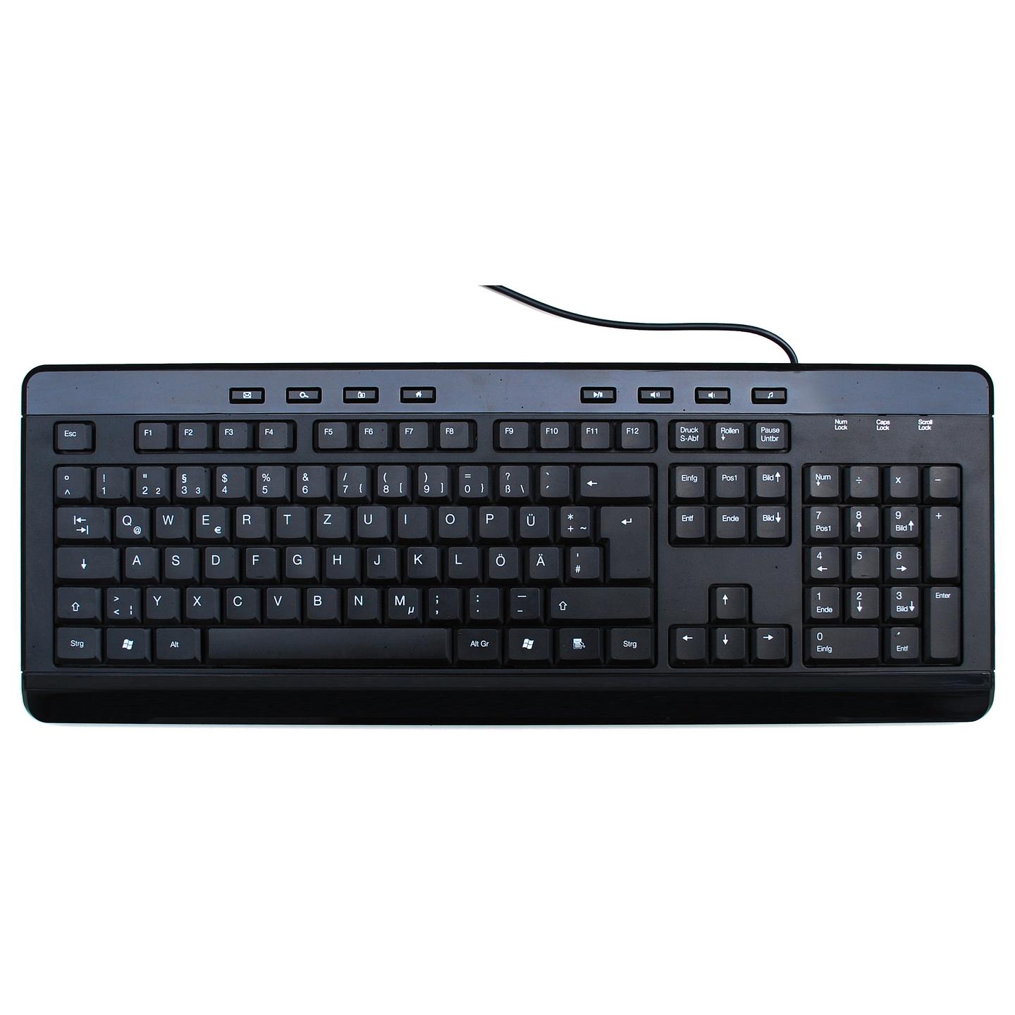 Tastierë me kabllo MediaRange Multimedia / MROS102 / USB / QWERTY / 8 Taste Multimediale / Plug & Play – Zezë - 4