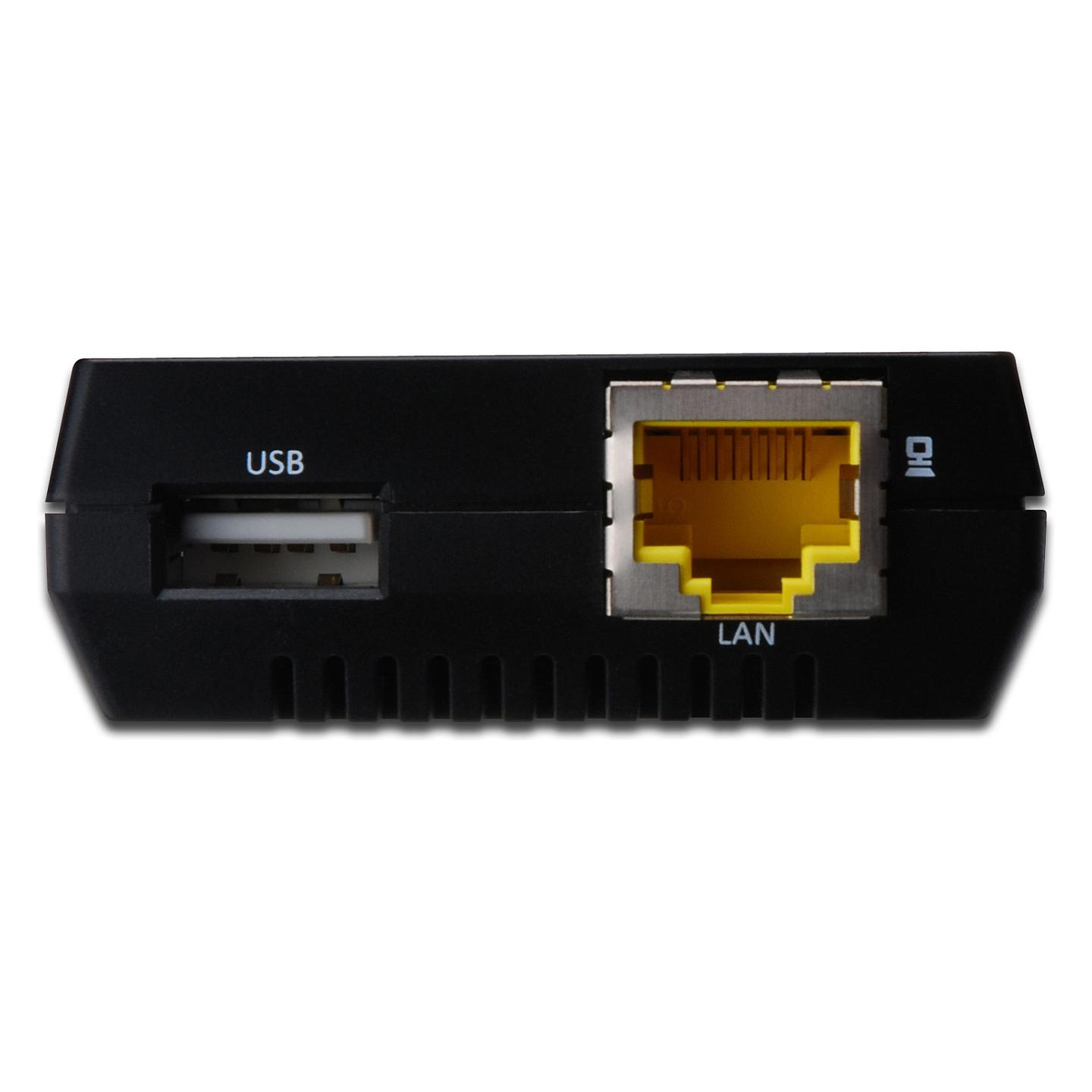 Server Rrjeti DIGITUS DN-13020 / Print Server / USB 2.0 / 1× RJ45 / LAN 10/100 Mbps / NAS - Zezë - 2