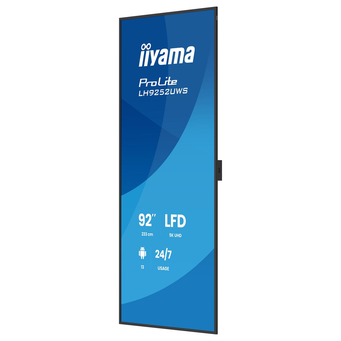 Digital Signage iiyama ProLite LH9252UWS-B1AG, 92", 5K UHD, VA, 21:9, 500cd/m², HDMI, DisplayPort, USB-C - Zezë - 3