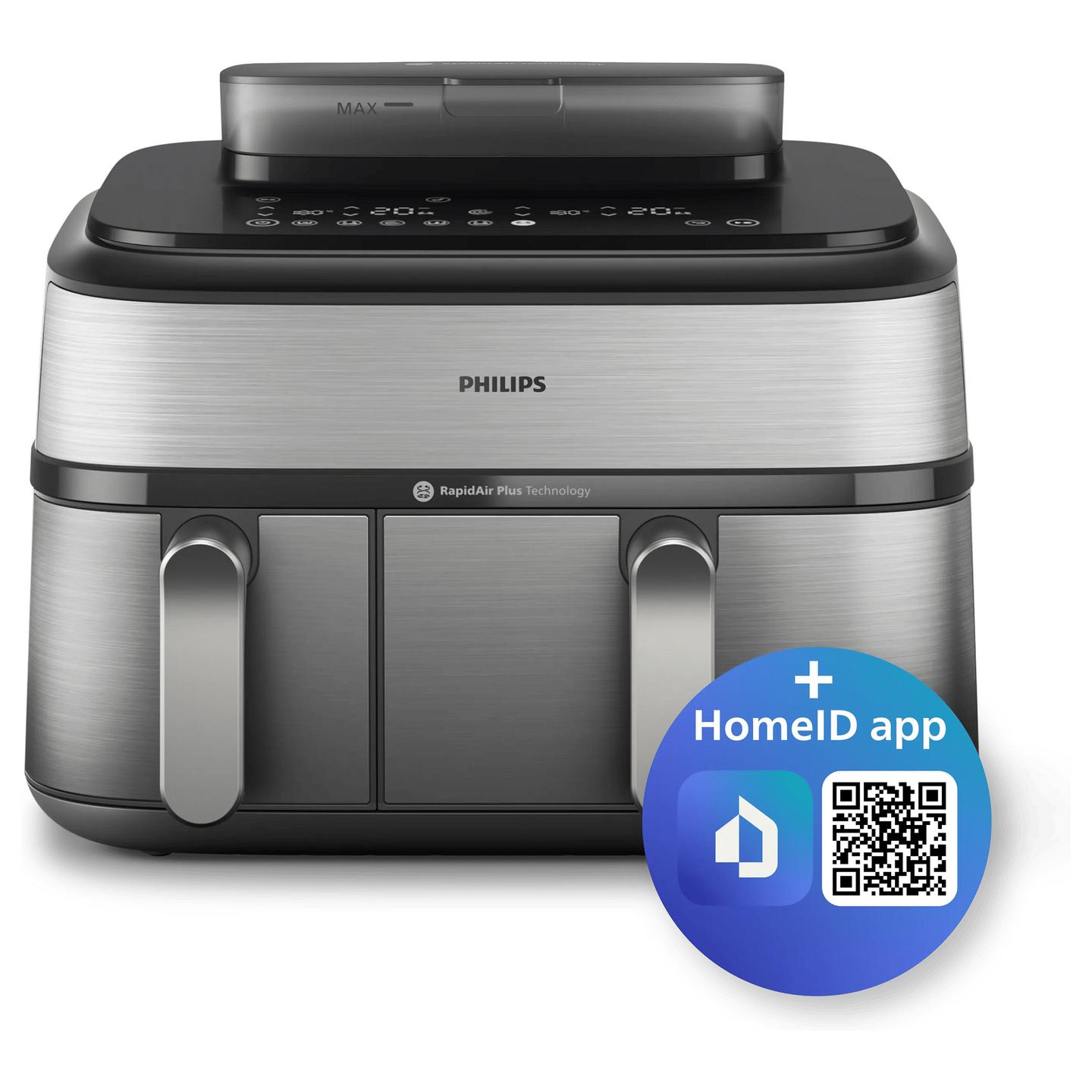 Fryer Philips 5000 Series Dual Basket / NA555/00 / 9L / 2750W / 2 Sirtarë / 12 Programe / 40–200°C / RapidAir Plus / Air Steam / Sync – Argjend/Zezë - 6