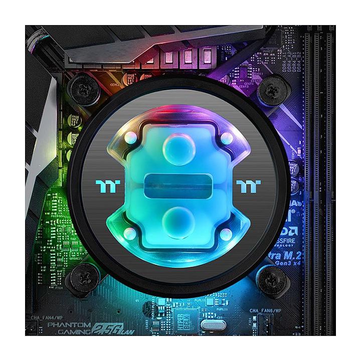 Ftohës për Procesor Thermaltake Pacific W7 Plus / Water Block / RGB / Sensor Temperature / Copper Nickel / G1/4" / 93.4 x 93.4 x 22 mm - Transparente/Zezë - 3