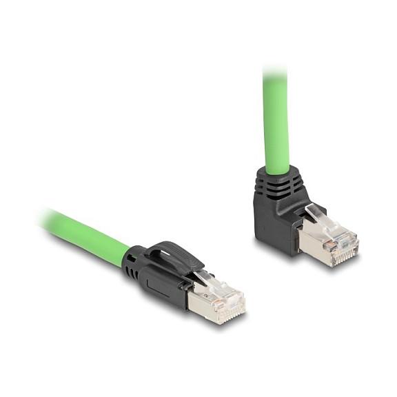 Kabllo për Rrjet DeLOCK 80892, RJ45 në RJ45 të kënduar 90° lart, Cat.6A SF/UTP, për zinxhirë energjie, 1 m - Gjelbër