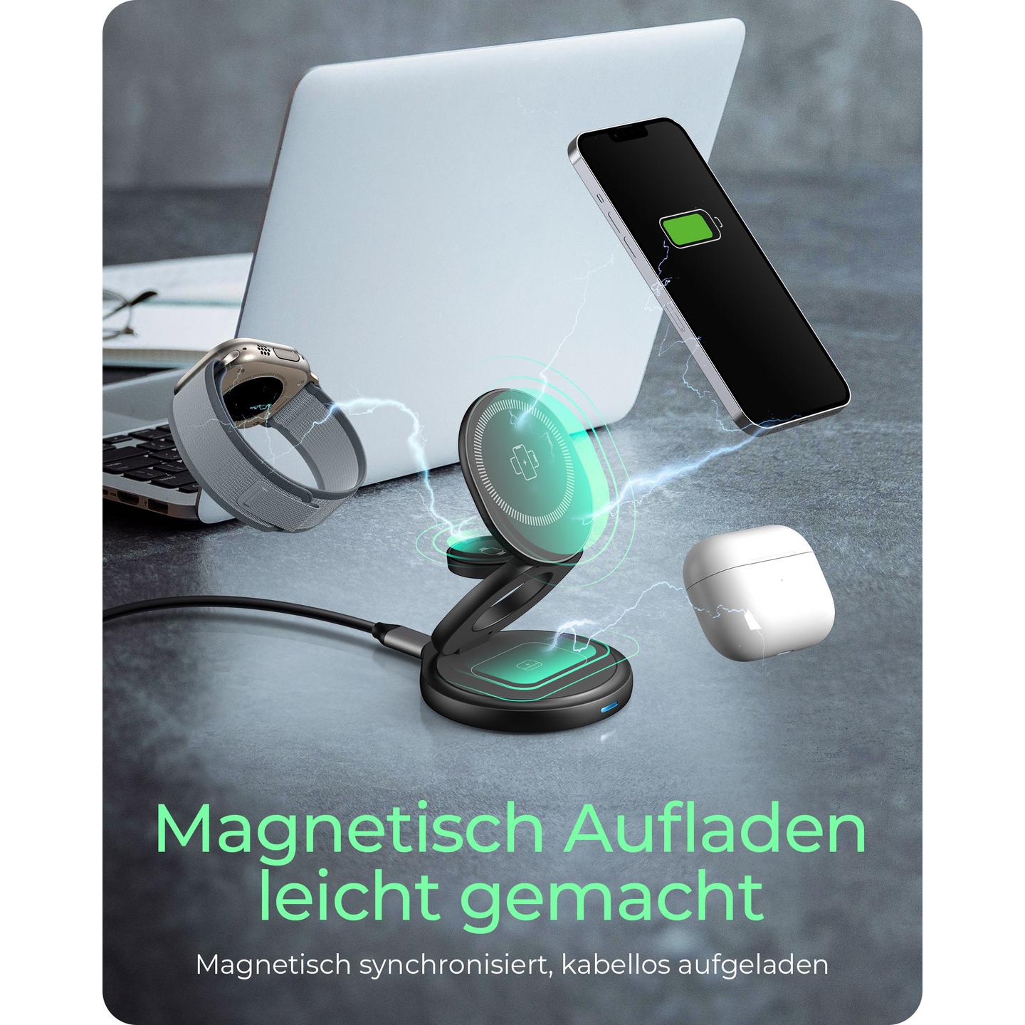 Karikues Pa Kabllo ICY BOX IB-SH101-CH / 3 në 1 / 15W / USB-C - Hiri - 2