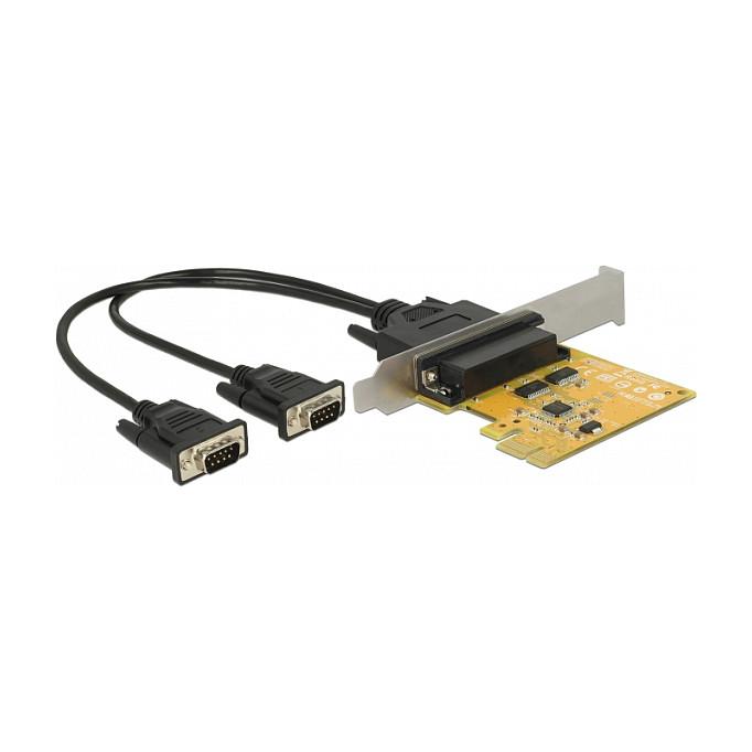 Kartë Zgjerimi Delock 62996, PCI Express 2.0 x1, 2x Serial RS-232 DB9, 50bps - 921.6Kbps, Sunix 2212, UART 16C950, Low Profile + Full Height - Verdhë - 3