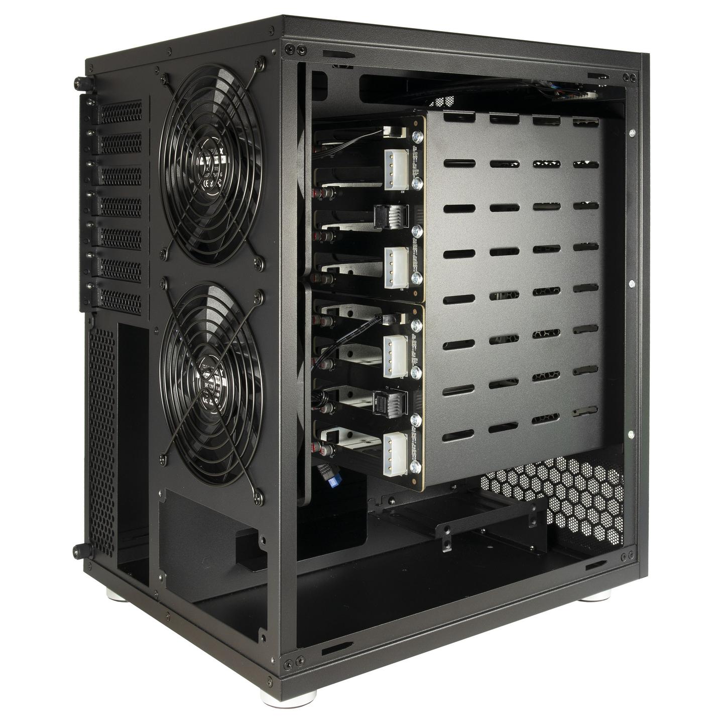 Kasë NAS Inter-Tech NAS-8, 8x HDD/SSD 2.5"/3.5", 2x USB-A 3.2 Gen 1, USB-C 3.2 Gen 1, 2x Ventilatorë 120mm - Zezë - 6