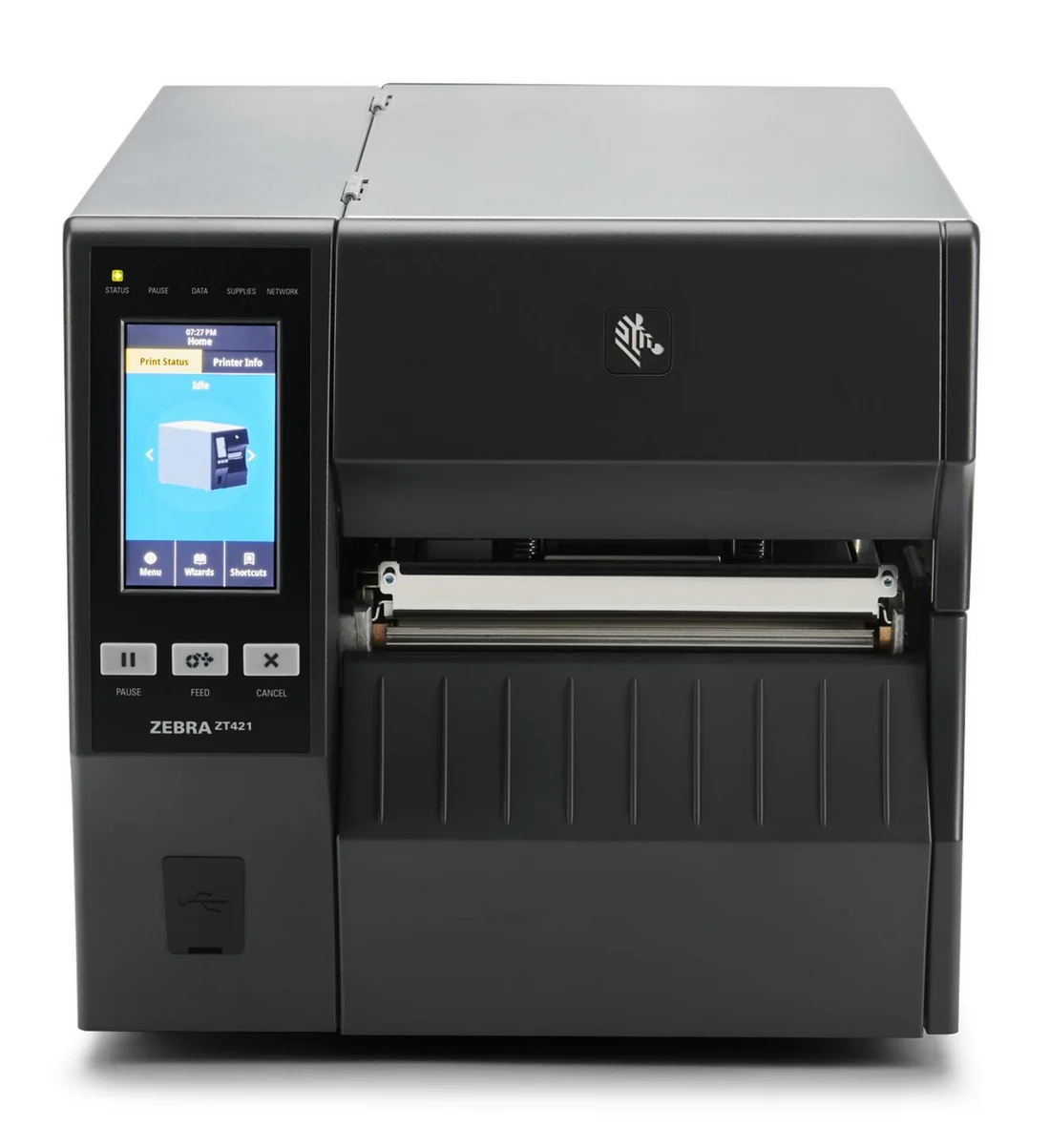Printer Label Zebra ZT411 / Për Etiketa / 203 DPI / 104mm / 356 mm/sec / USB + LAN - Zezë/Hiri