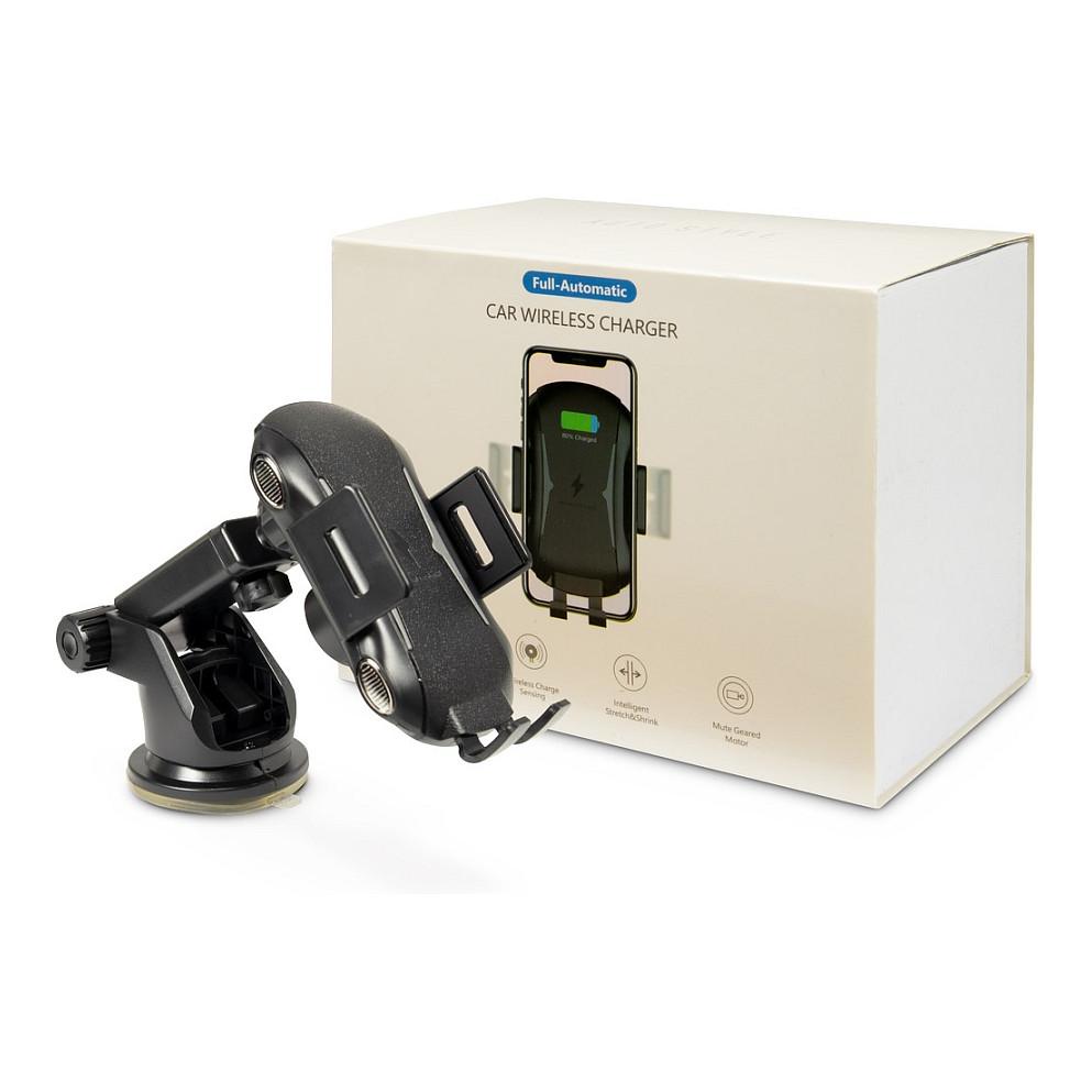 Mbajtëse Telefoni për Veturë Inter-Tech MTH-100 / 10W / Qi Wireless / USB-C / 360° / Automatic Clamp / Air Vent & Windshield - Zezë