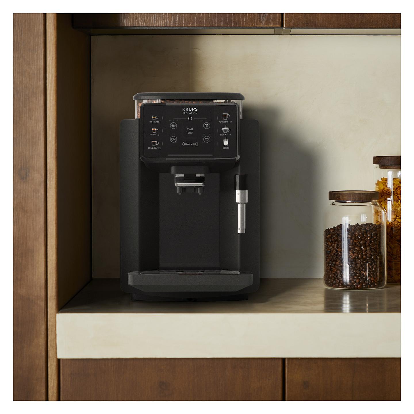 Aparat për Kafe Espresso Automatik Krups Sensation C50 EA9108, 1450 W, 15 bar, Rezervuar 1.7 L - Gri/Zezë - 3