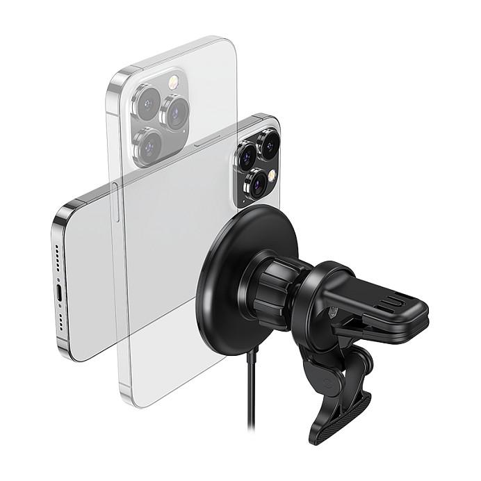 Adapter telefoni për veturë LogiLink PA0333 / Wireless Charging / Magnetic / 360° / 15W / Round – Zezë - 5