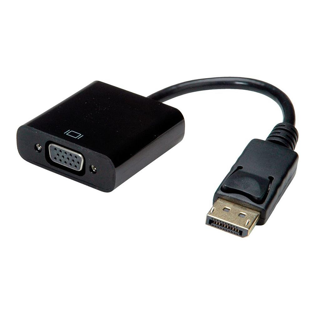 Adapter VGA VALUE 12.99.3136 / DisplayPort Male në VGA Female / 1920 × 1080 @60 Hz / 0.15 m - Zezë
