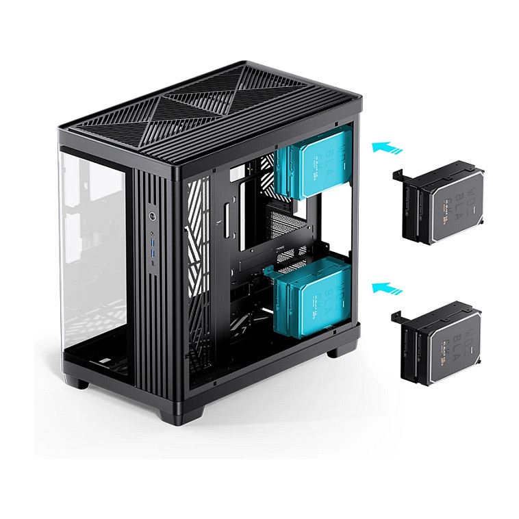 Kasë PC Jonsbo TK-4 / Midi Tower / ATX / Tempered Glass - Zezë - 10