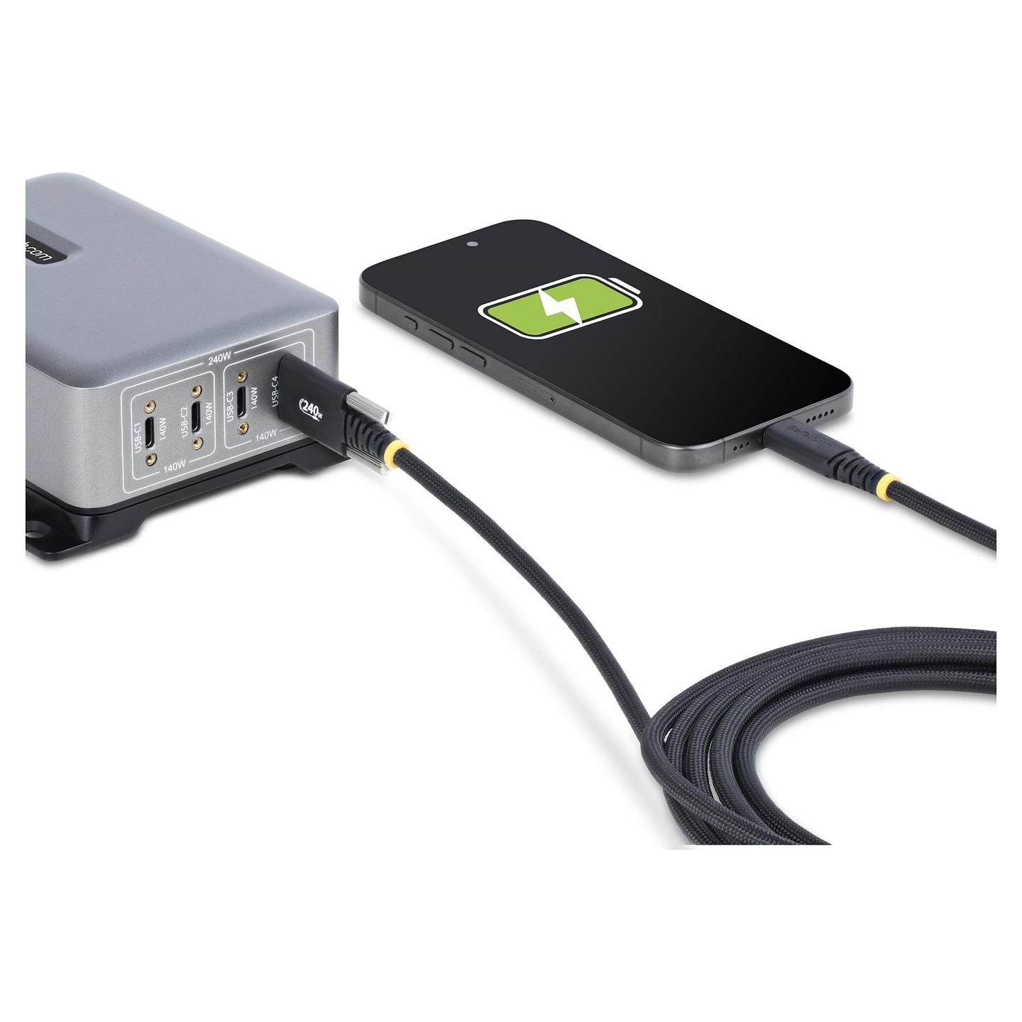 Kabllo USB StarTech.com S2CEPR2M-USBSL-CABLE / USB-C në USB-C / USB 2.0 / 240W / 2m - Zezë - 9