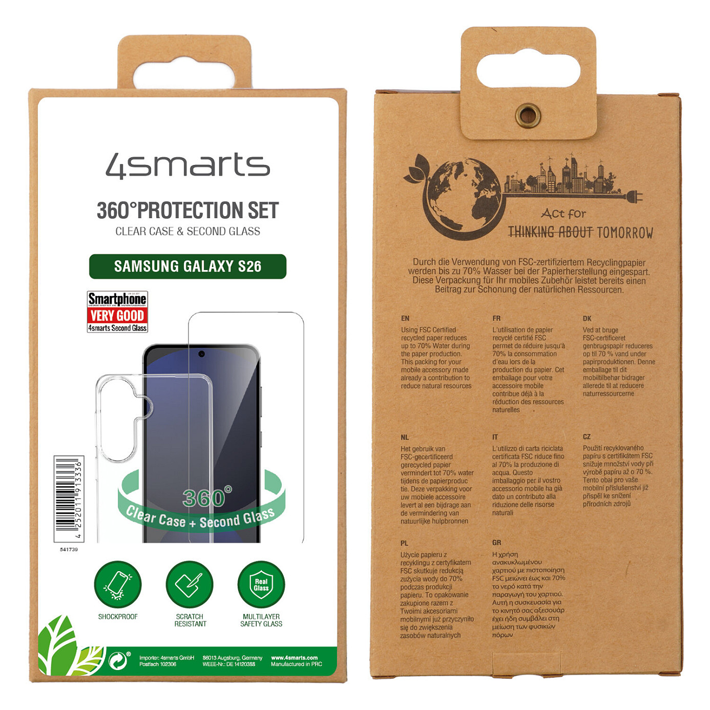 Aksesorë për telefon 4smarts 541739 / Case + Mbrojtëse për ekran / Samsung Galaxy S26 / 360° Protection Set - Transparente - 5