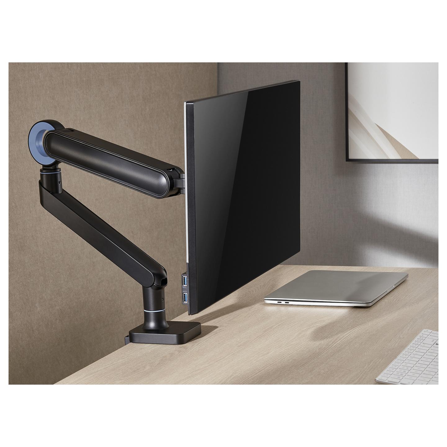 Mbajtëse për Monitor Equip 650184 / 1 Monitor / 17"-35" / 10.5kg / Gas Spring / Clamp-Grommet / Tilt ±40° / Swivel ±90° - Zezë - 8