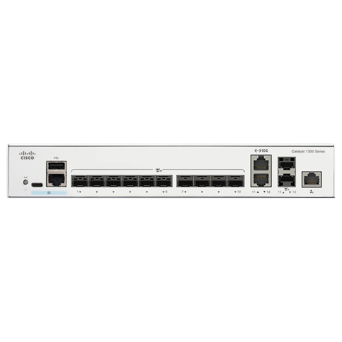 Switch Cisco Catalyst C1300-12XS, 10x 10GbE SFP+, 2x Combo 10GbE RJ45 dhe SFP+, Layer 3 Managed, Switching Capacity 240Gbps, Rackmount 1U - Hiri - 2