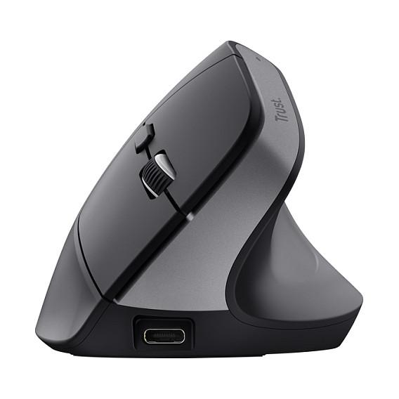 Maus pa Kabllo Trust Bayo+, Ergonomik Vertikal, Optik, 2400DPI, 6 Butona, 2.4GHz + Bluetooth - Zezë - 4