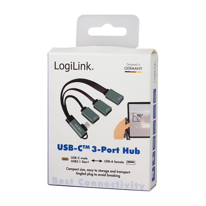 Splitter USB LogiLink UA0361 / USB-C / 3x USB / 90° - Zezë/Gjelbër - 4