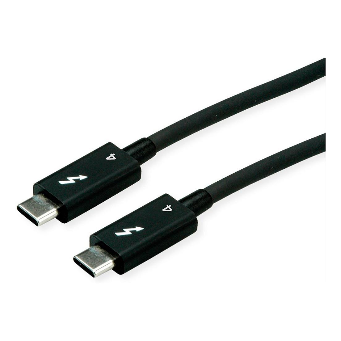 Kabllo USB ROLINE 11.02.9044 / Thunderbolt 4 / USB-C në USB-C / 40Gbps / 100W / 0.8m - Zezë