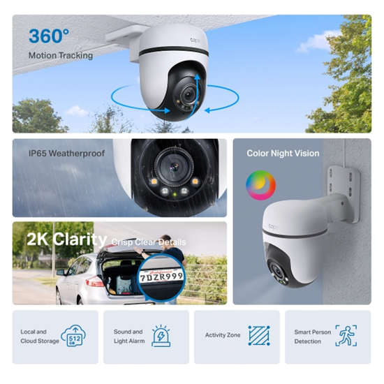 Kamerë Sigurie TP-Link Tapo për Ambient të Jashtëm / Pan-Tilt / Wi-Fi / 2K - Bardhë - 9