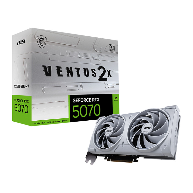 Kartelë Grafike NVIDIA GeForce RTX 5070 / 12GB GDDR7 / 192-bit / MSI VENTUS 2X OC / 2 Fans - Bardhë