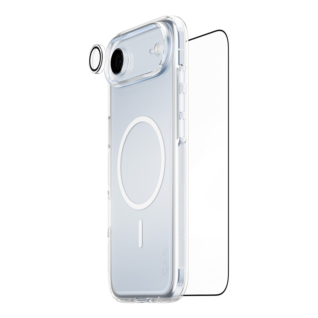 Aksesorë për telefon CARE by PanzerGlass 3-in-1 Flagship Explorer Bundle / Case + Screen Protector + Hoops / MagSafe / iPhone Air - Transparente