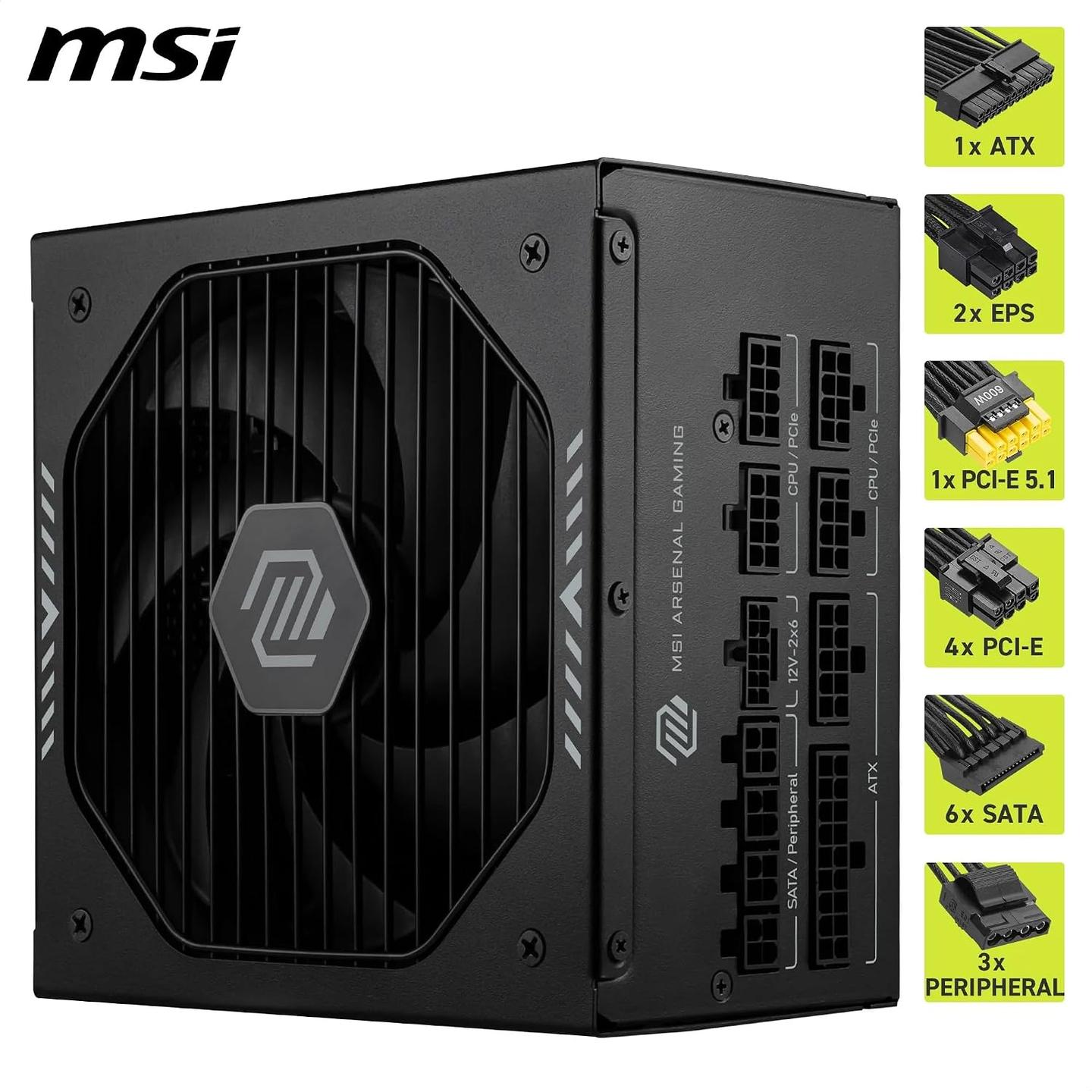 Furnizues Energjie MSI MAG A1000PLS PCIE5 / 1000W / 80 PLUS Platinum / ATX 3.1 / PCIe 5.1 / Fully Modular - Zezë - 3