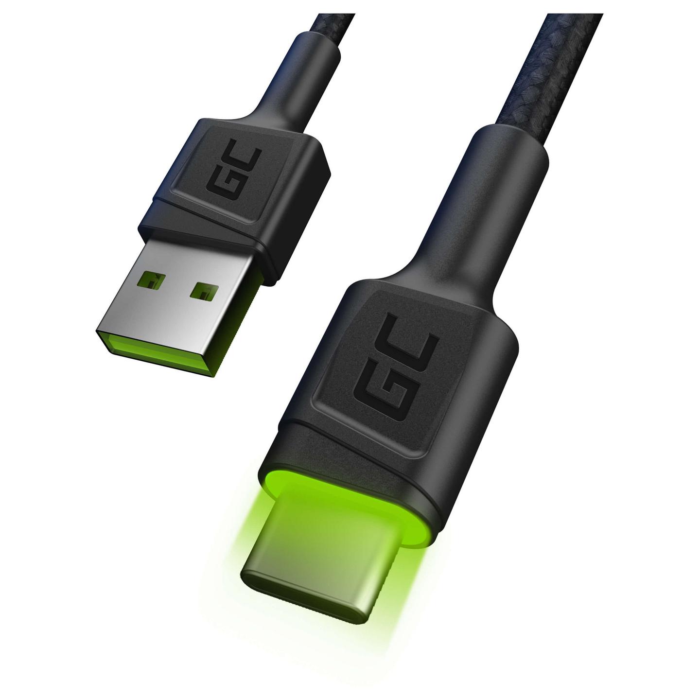 Kabllo USB Green Cell KABGC06 / USB-A Mashkull → USB-C Mashkull / 480 Mbit/s / 1.2m - Zezë