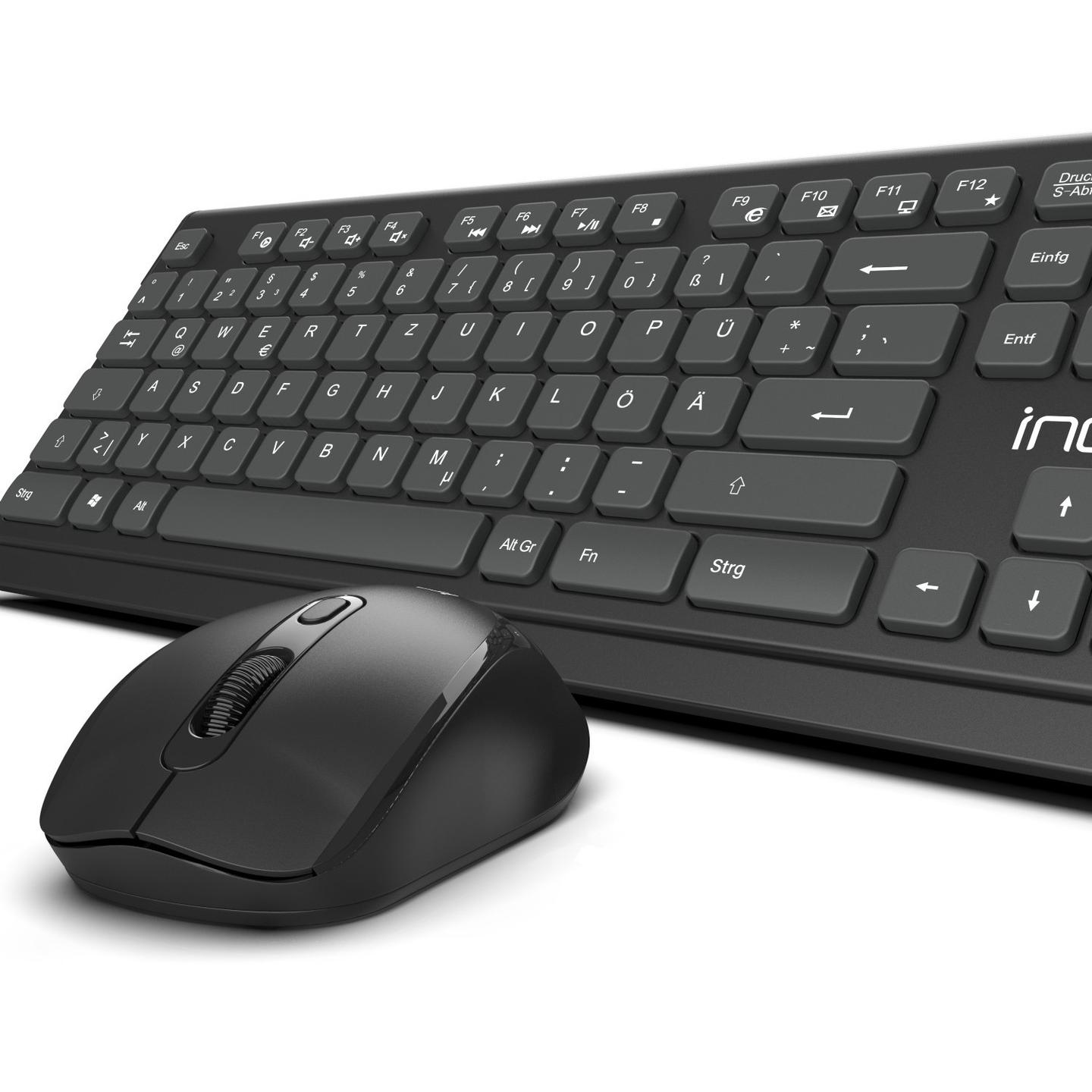 Combo (Tastierë & Maus) INCA IWS-519, Wireless, USB-C/A, Full-Size, 104 Taste, 12 Taste Multimediale, Ergonomik - Zezë - 14