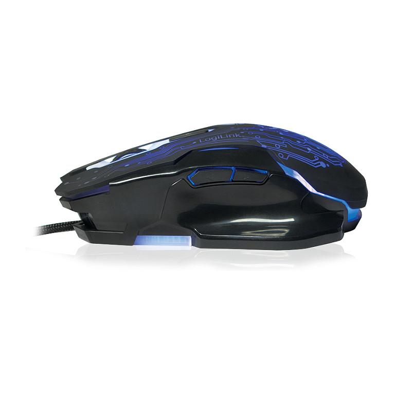 Maus Gaming LogiLink ID0137 / USB / Optik / 2400 DPI / 6 Butona / LED - Zezë/Blu - 5