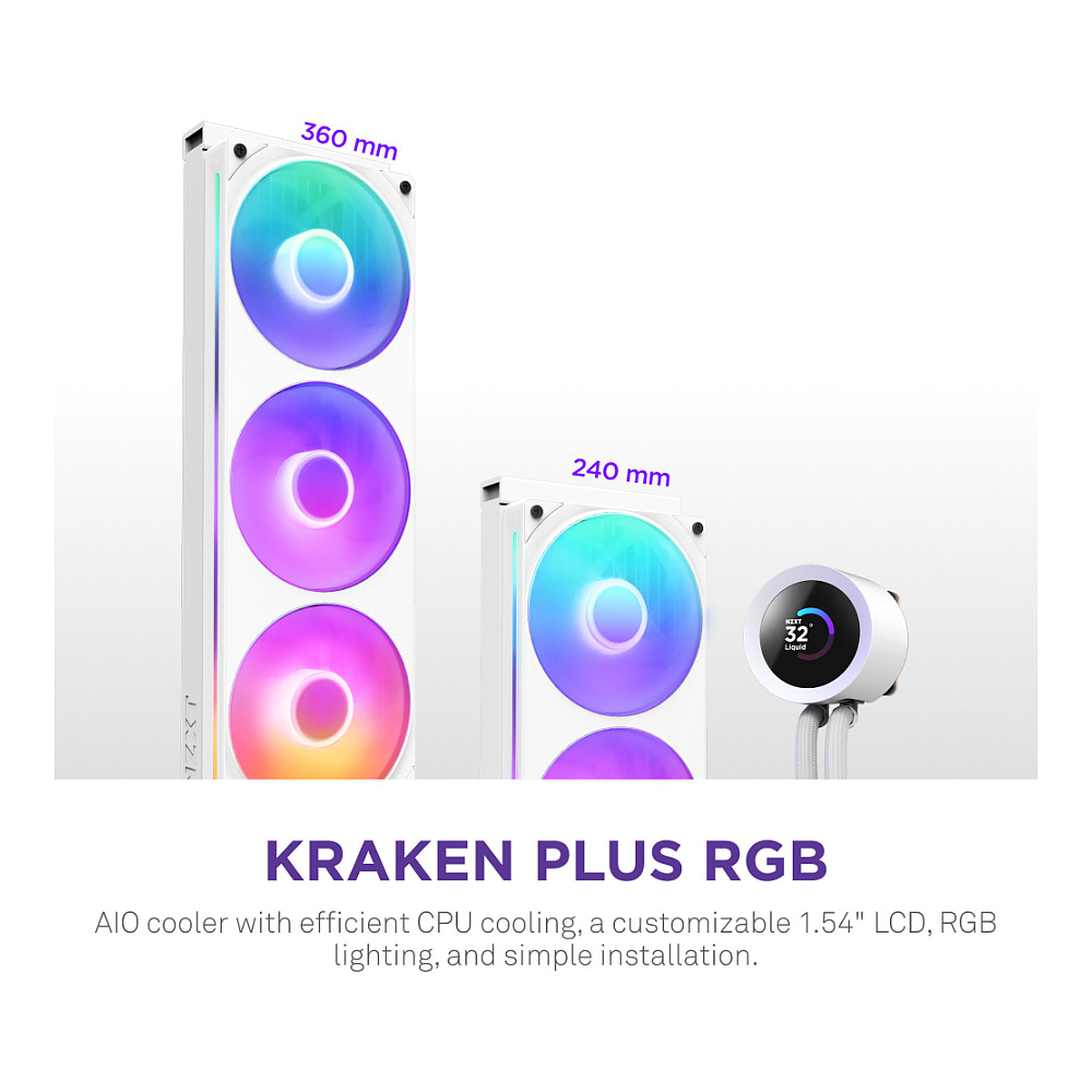 Ftohës për Procesor NZXT Kraken Plus RGB 240 / 240mm / AIO / RGB / LCD - Bardhë - 2