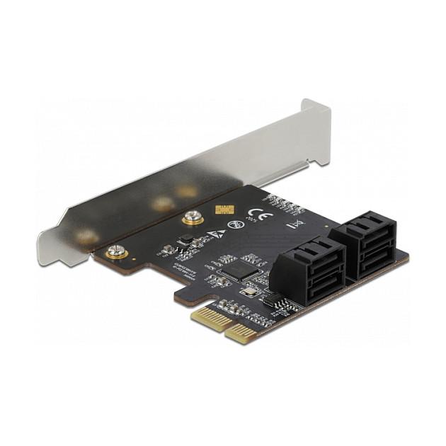 Kartë Zgjerimi PCI Express Delock 90010 / PCIe 3.0 x1 / 4x SATA 6Gbps / Asmedia ASM1064 / Low Profile