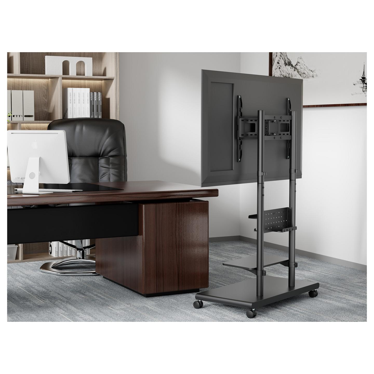 Mbajtëse për TV Equip 650635 , 50–90" , deri 60kg , me rrota , lartësi e rregullueshme , e pjerrët , e rrotullueshme , VESA 200x200–600x400 - Zezë - 3