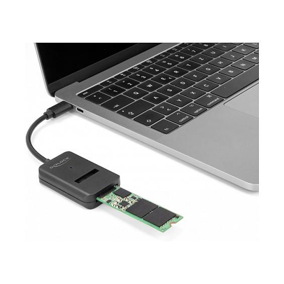 Konvertues SSD M.2 DeLOCK 64198, M.2 Key M për NVMe PCIe dhe SATA, USB-C 10 Gb/s, kabllo 10 cm - Zezë - 3