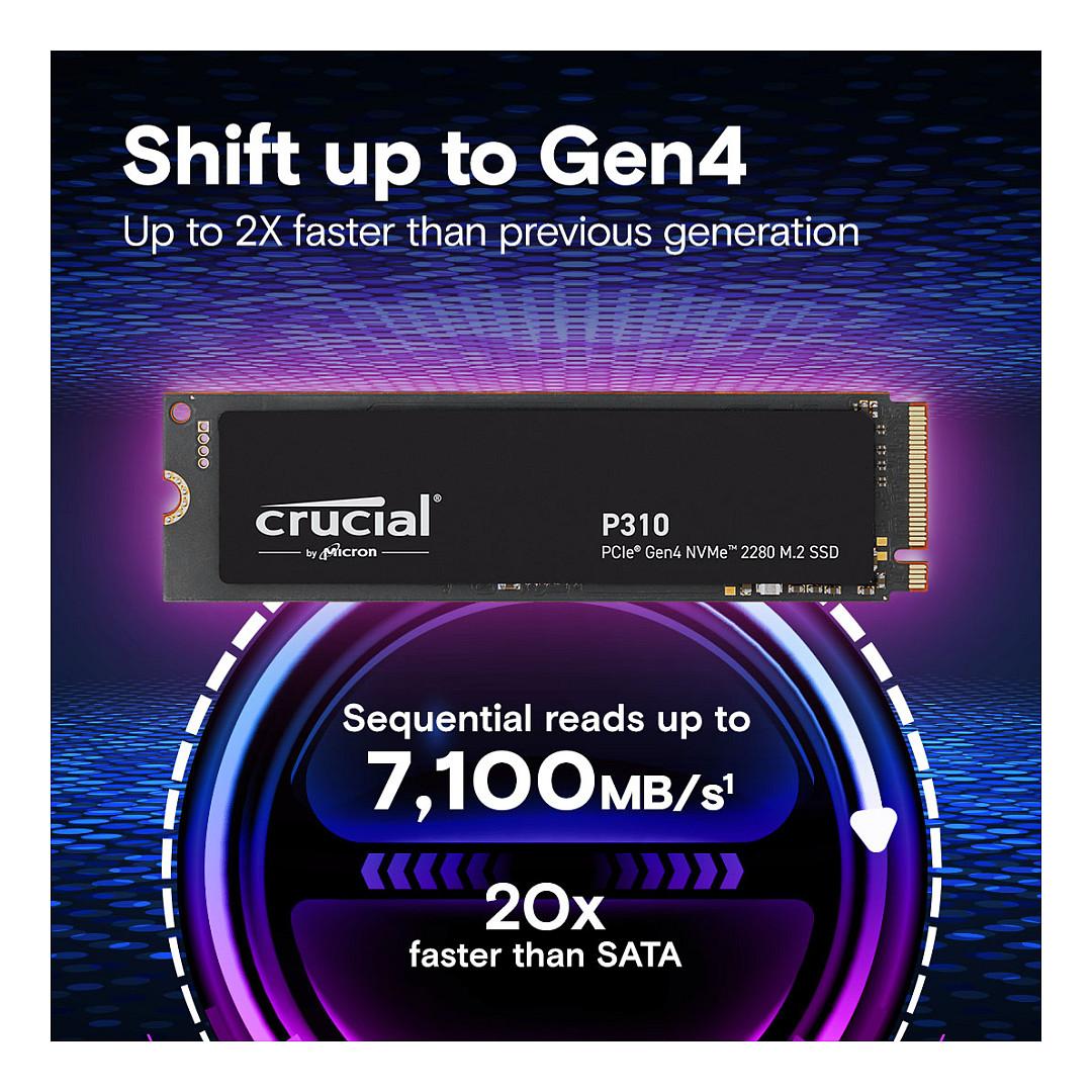 SSD e Brendshme Crucial P310 / 4TB / M.2 2280 / PCIe 4.0 x4 / NVMe 2.0 / 7100MB/s Read / 6000MB/s Write - Zezë - 2