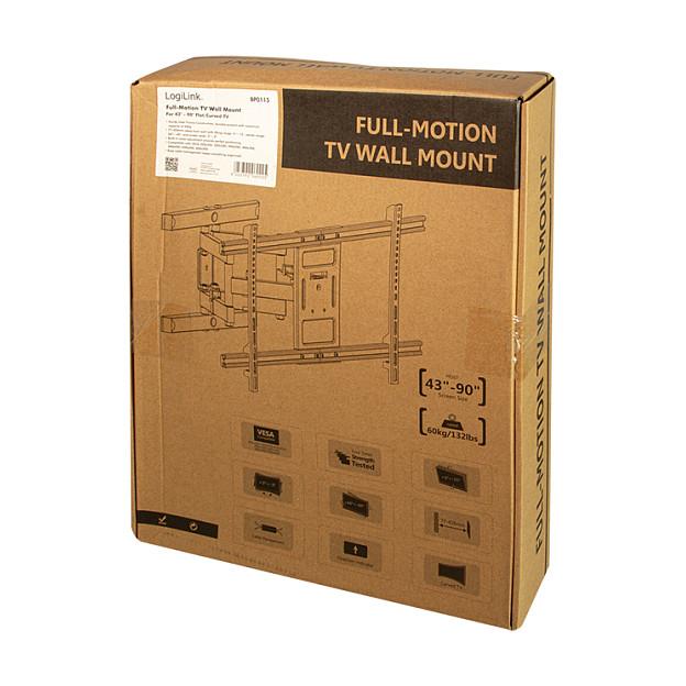 Mbajtëse për TV LogiLink BP0115 , 43–90" , deri 60kg , për mur , e pjerrët , e rrotullueshme , VESA 300x200–800x400 - Zezë - 4